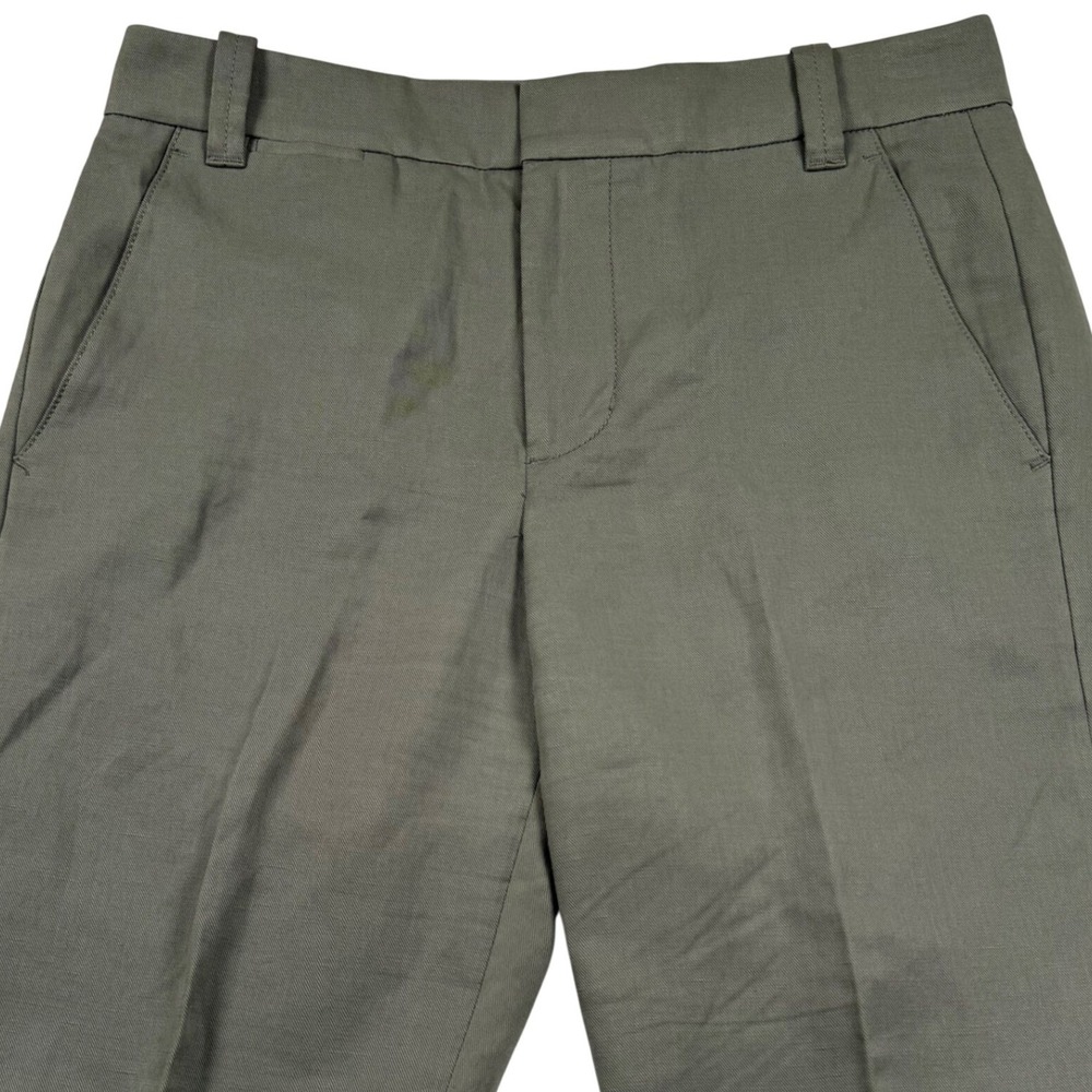 Vince‎ Coin Pocket Cropped Straight Leg Trousers Womens 2 Sage Green Linen Blend